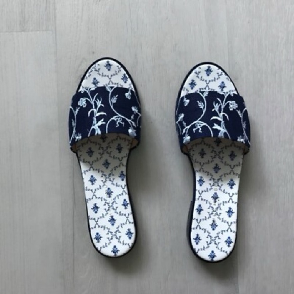 Hill House Blue and White Botanical Sandals